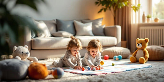 Stijlvol speelkleed in een gezellige woonkamer.