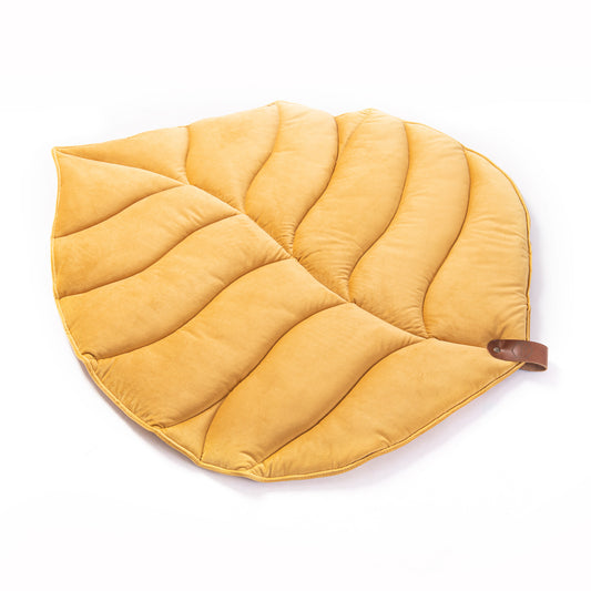 bladvormig speelkleed van leafbylinden geel velvet