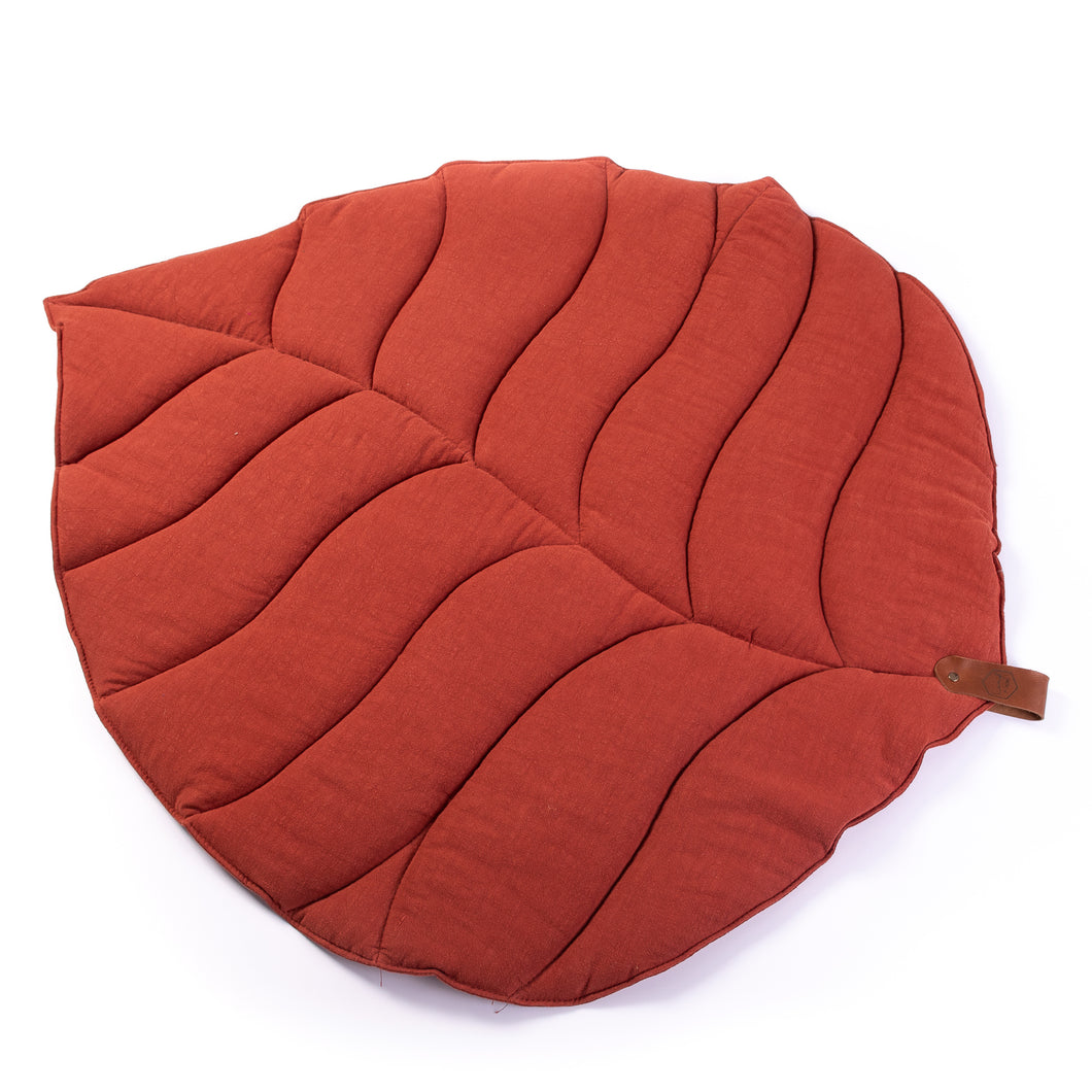 speelkleed bladvormig aardetint stonewashed linnen
